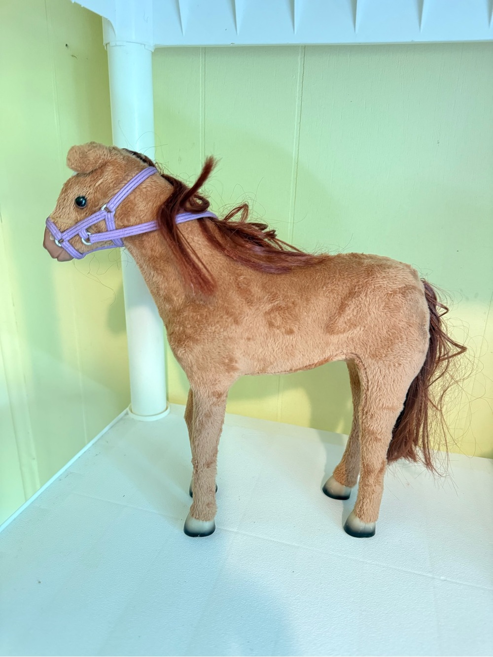 Plush Brown Horse with Purple Halter - Soft Stuffed Animal